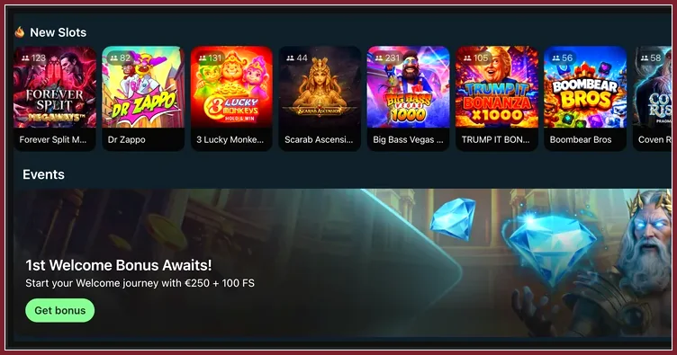 Slots-Seite: Neuheiten im Spielautomaten-Bereich Neue Slots mit Forever Split und Trump It Bonanza, darunter Banner Welcome Bonus Awaits